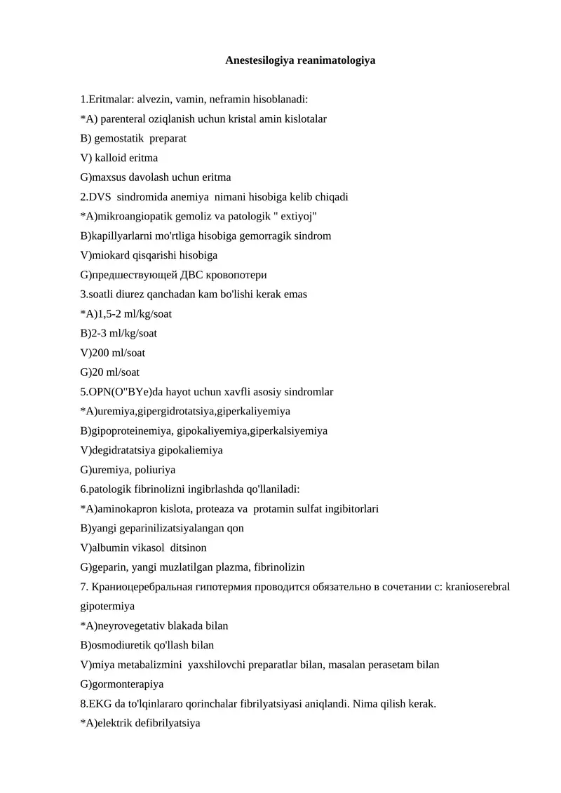 Anestesilogiya reanimatologiya