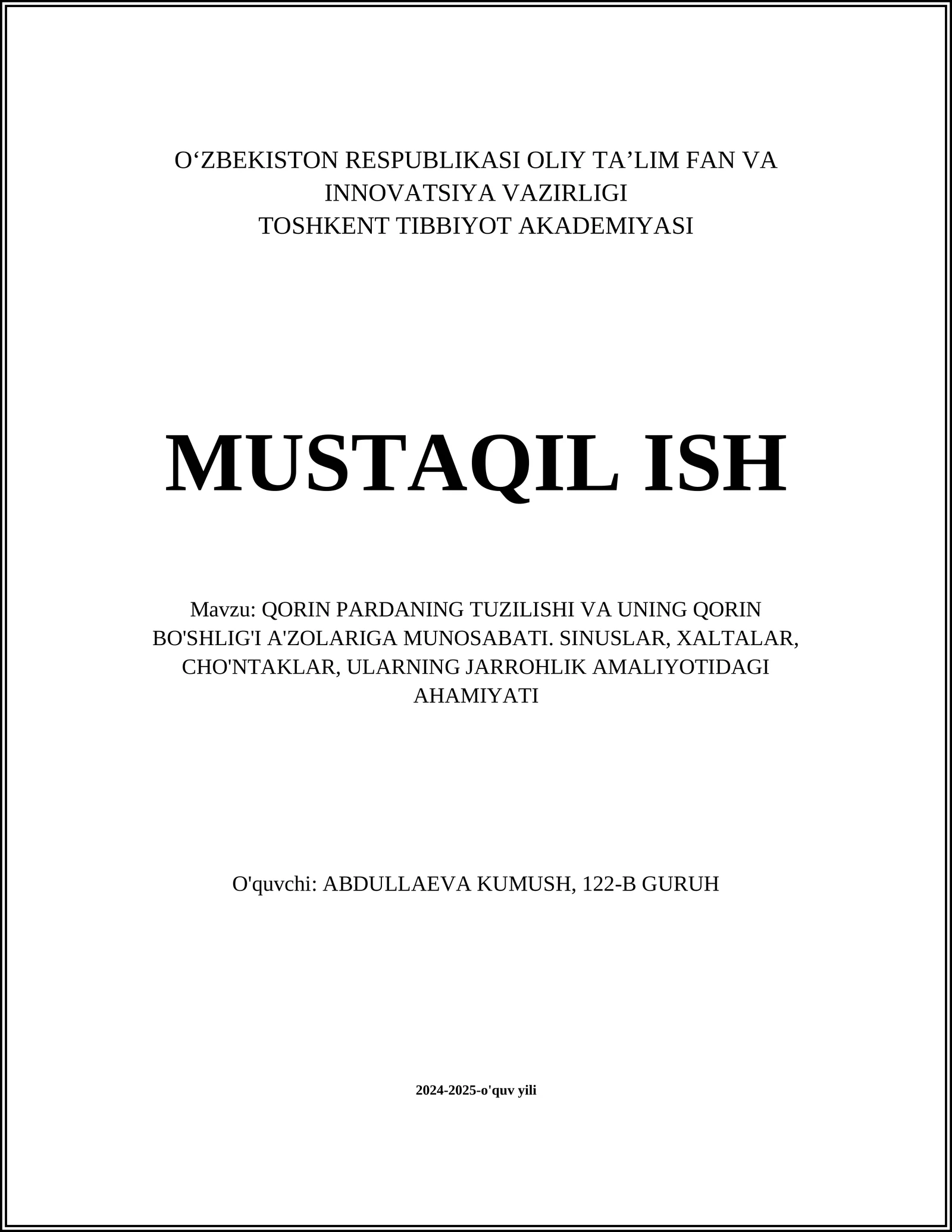 Qorin Pardasi Anatomiyasi