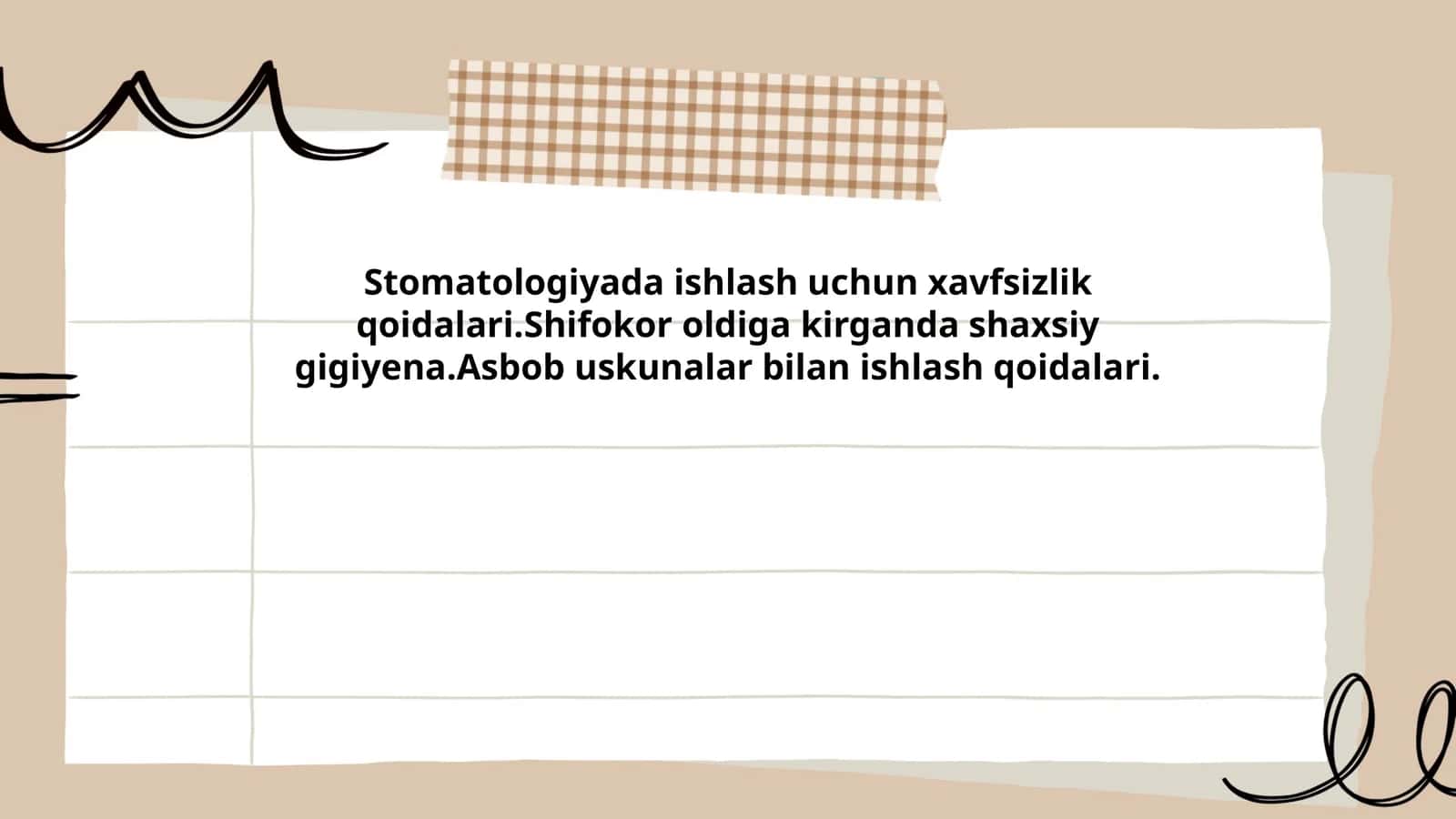 Stomatologiyada ishlash uchun xavfsizlik qoidalari