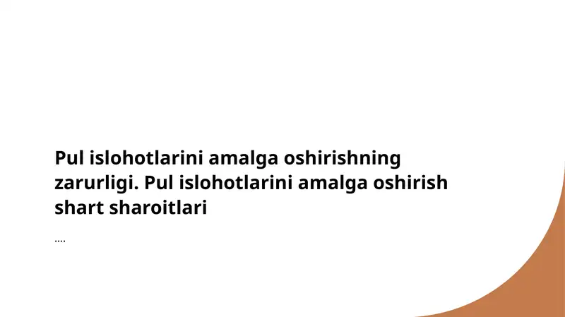 Pul islohotlari