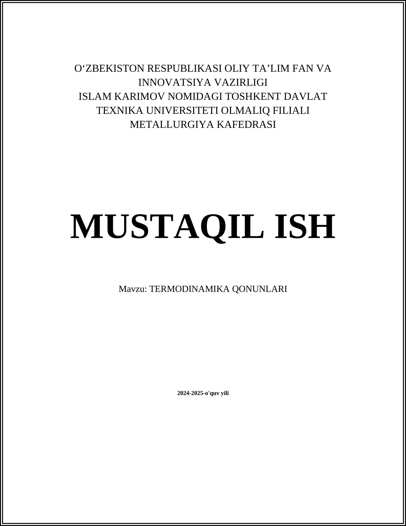 TERMODINAMIKA QONUNLARI
