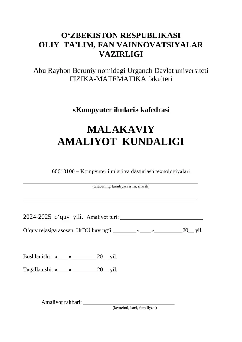 Kompyuter ilmlari va dasturlash texnologiyalari