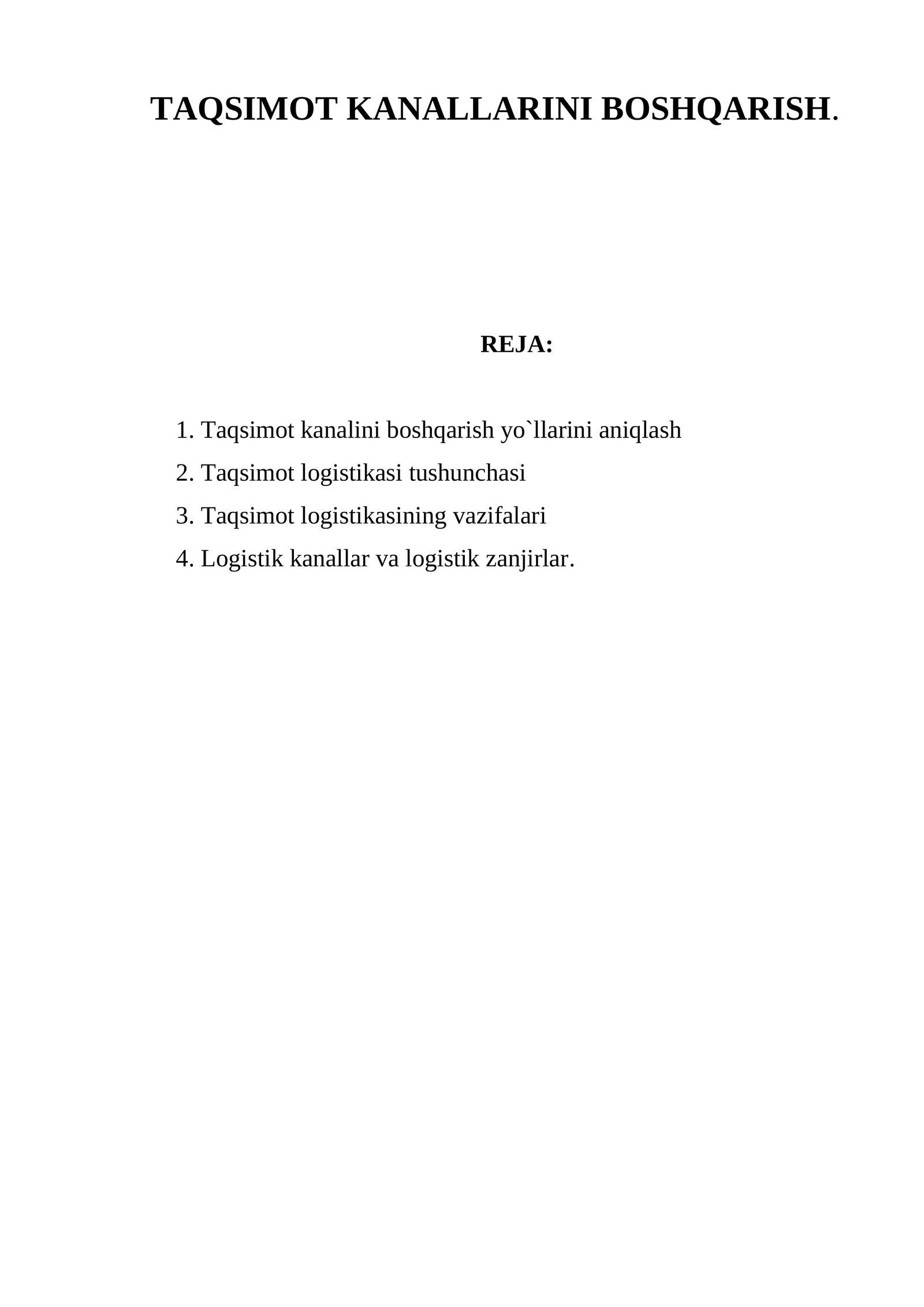 Taqsimot kanallarini boshqarish