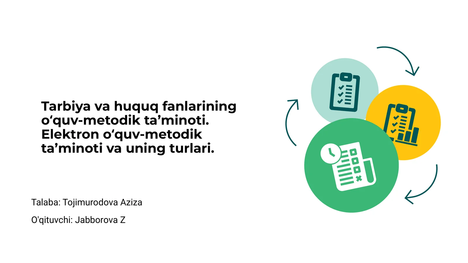 Tarbiya va huquq fanlarining o‘quv-metodik ta’minoti