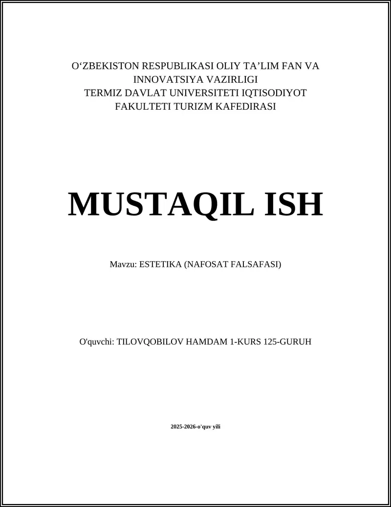 ESTETIKA (NAFOSAT FALSAFASI)