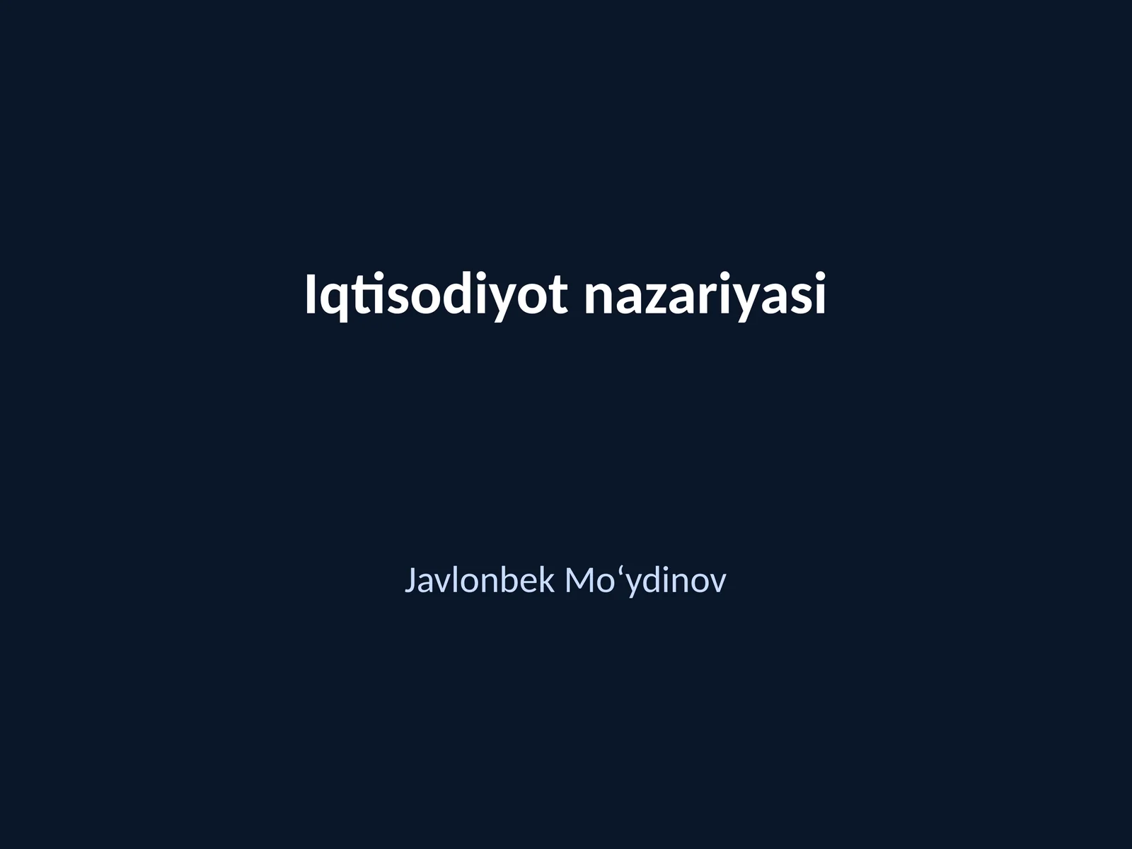 Iqtisodiyot nazariyasi
