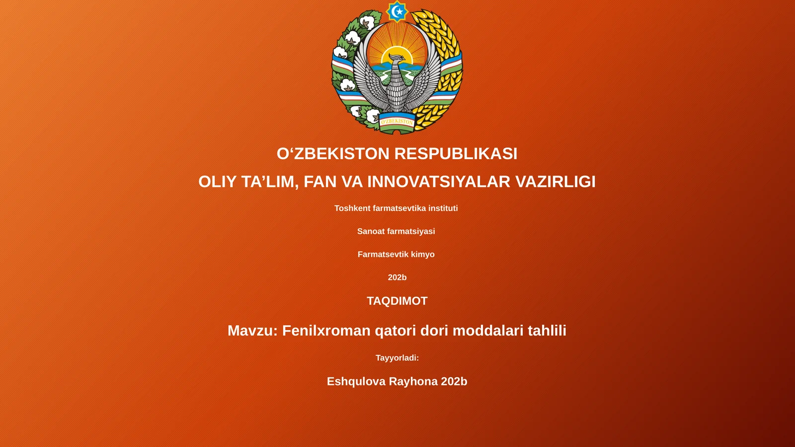 Fenilxroman qatori dori moddalari tahlili