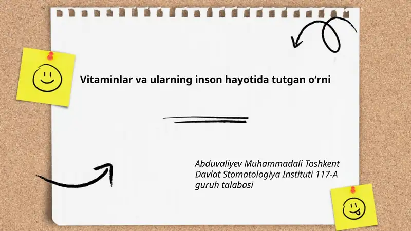Vitaminlar va ularning inson hayotida tutgan oʻrni