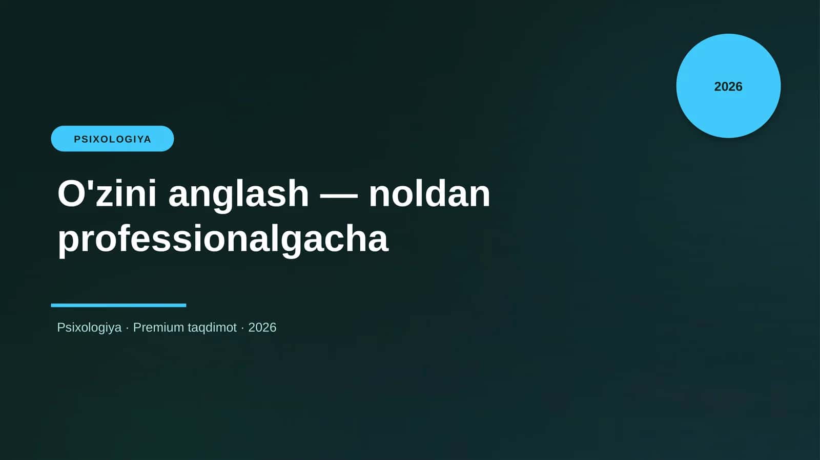 O'zini anglash — noldan professionalgacha