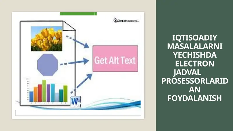 Iqtisodiy masalalarni yechishda electron jadval prosessorlaridan foydalanish.