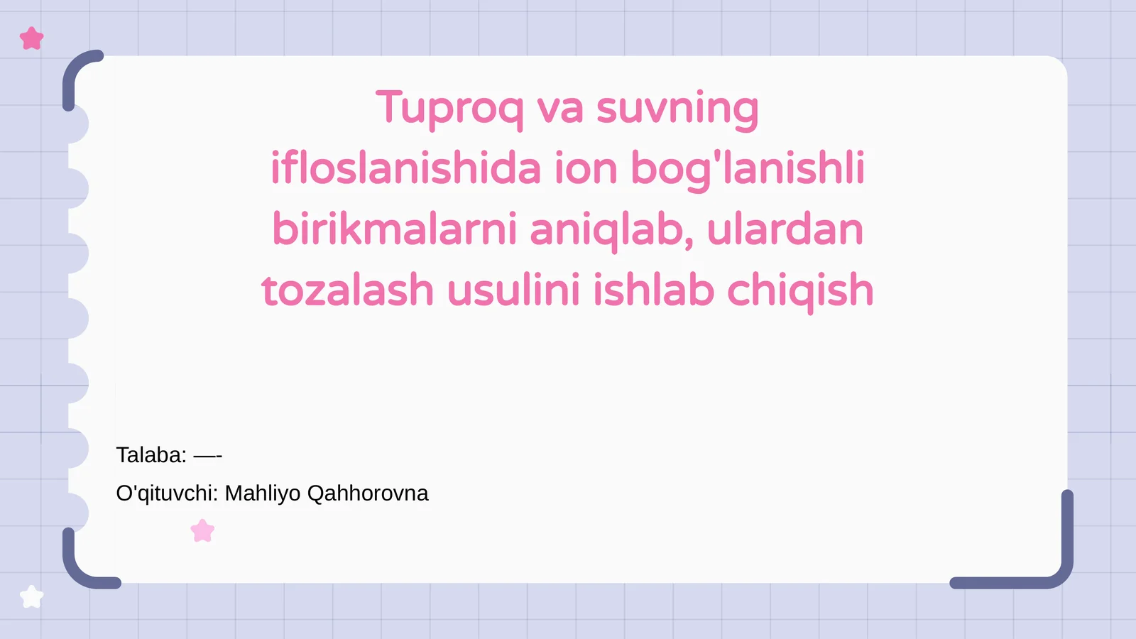 Ion bog'lanishlari va ularning ifloslanishdagi roli