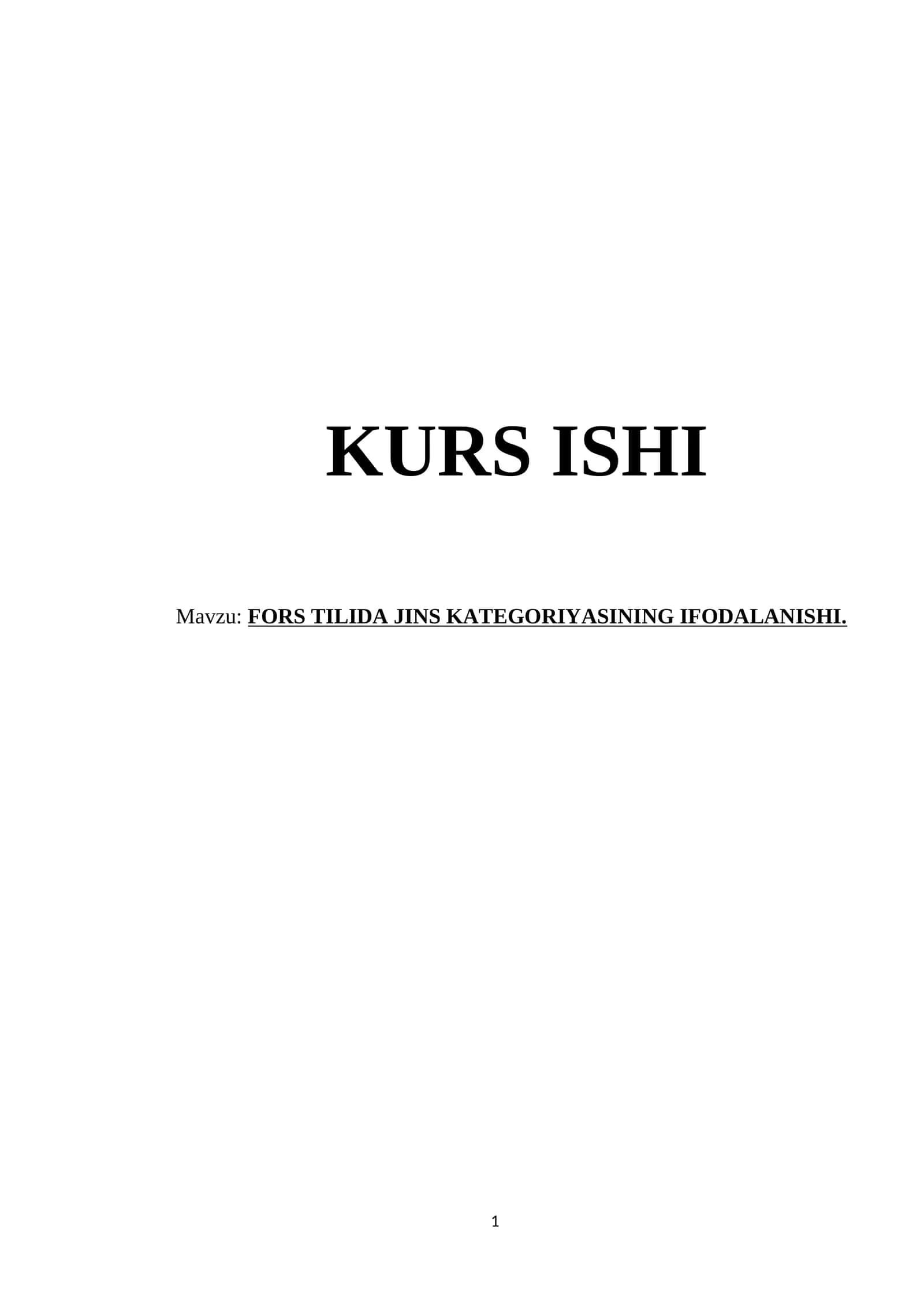 FORS TILIDA JINS KATEGORIYASINING IFODALANISHI