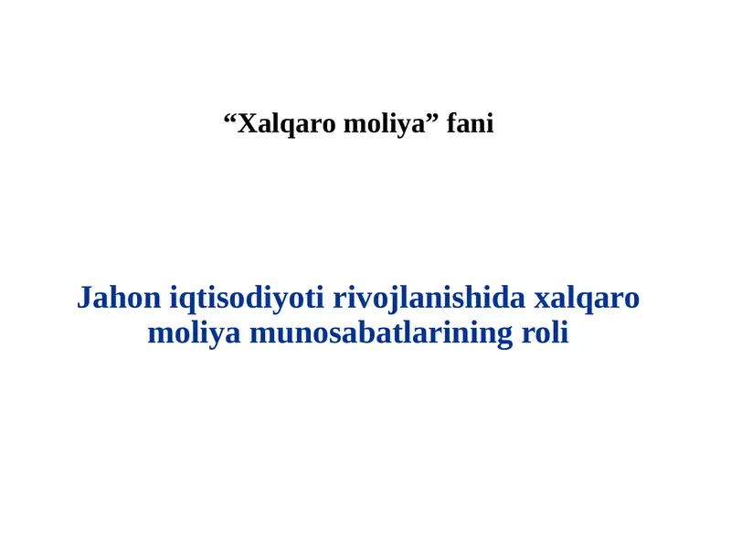 Xalqaro moliya