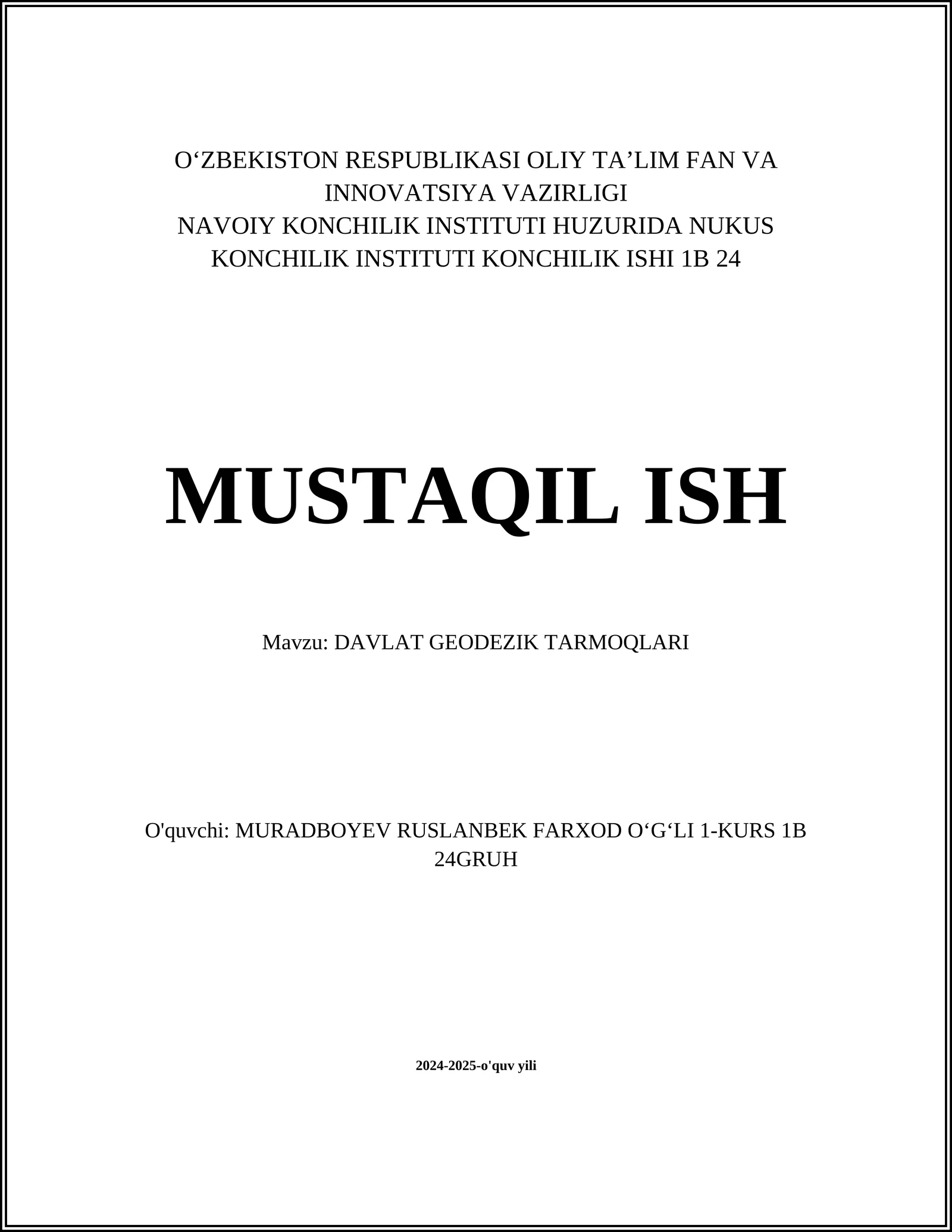 DAVLAT GEODEZIK TARMOQLARI