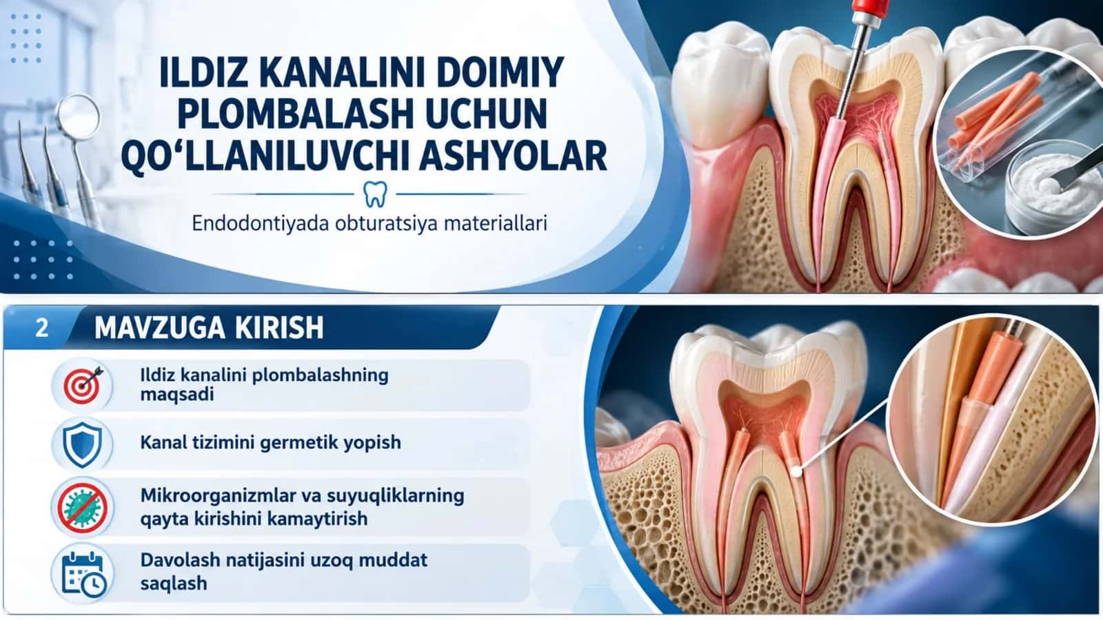 Ildiz kanalini doimiy plombalash uchun qo‘llaniluvchi ashyolar Endodontiya.pptx