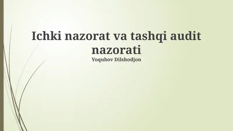 Ichki nazorat va tashqi audit nazorati