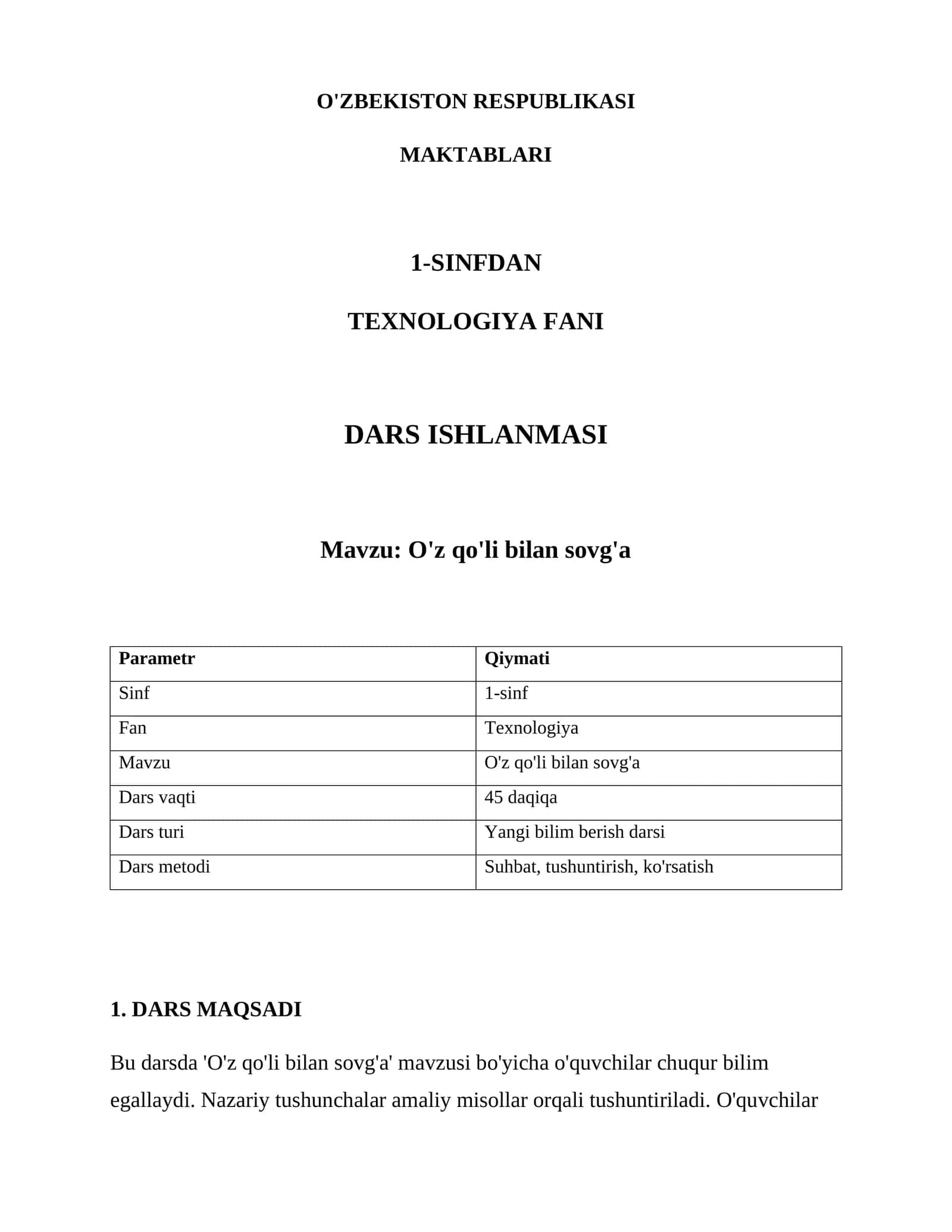O'z qo'li bilan sovg'a
