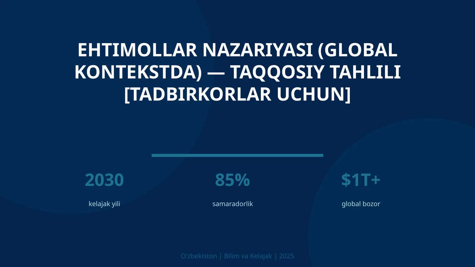 Ehtimollar nazariyasi (global kontekstda) — taqqosiy tahlili [tadbirkorlar uchun]