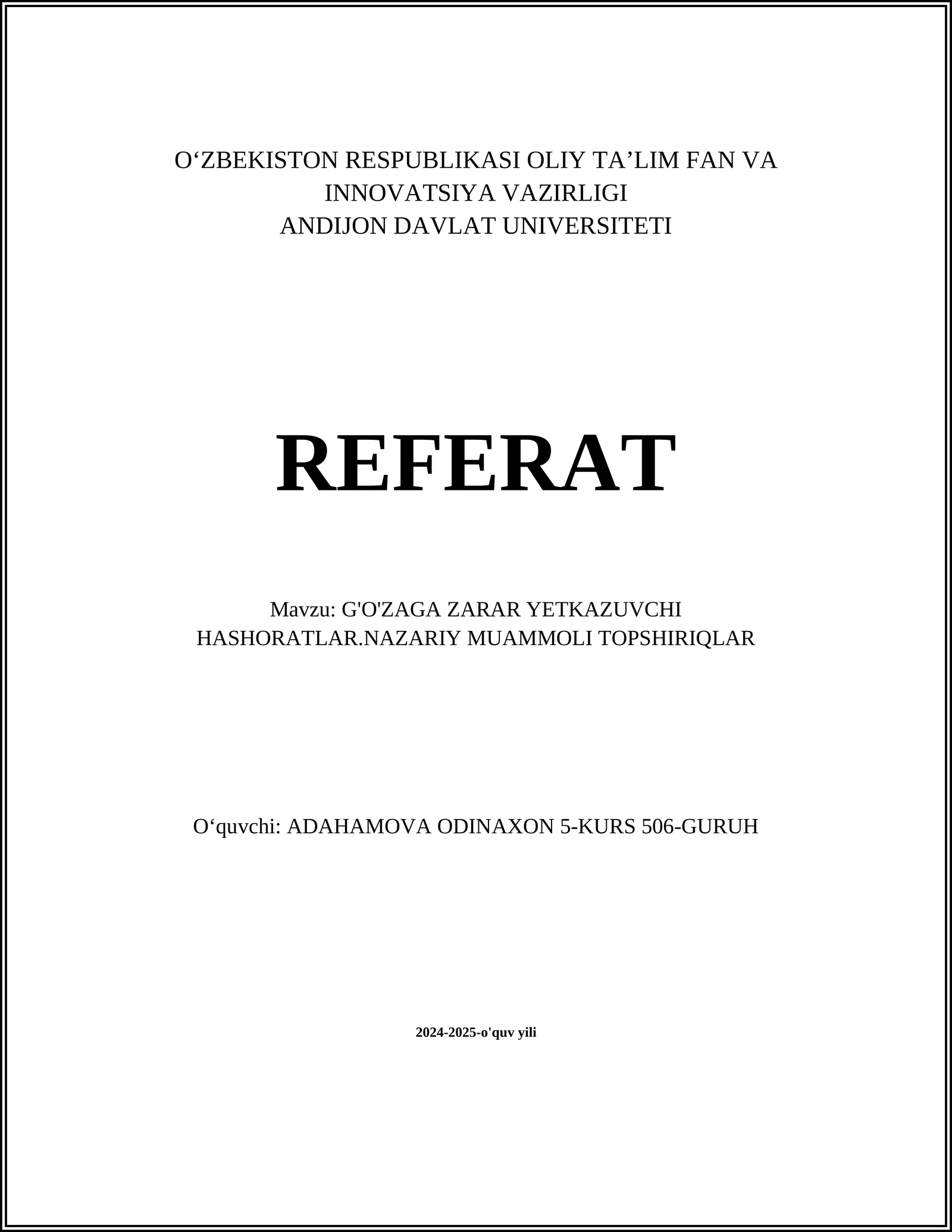 G'o'zaga zarar yetkazuvchi hashoratlar