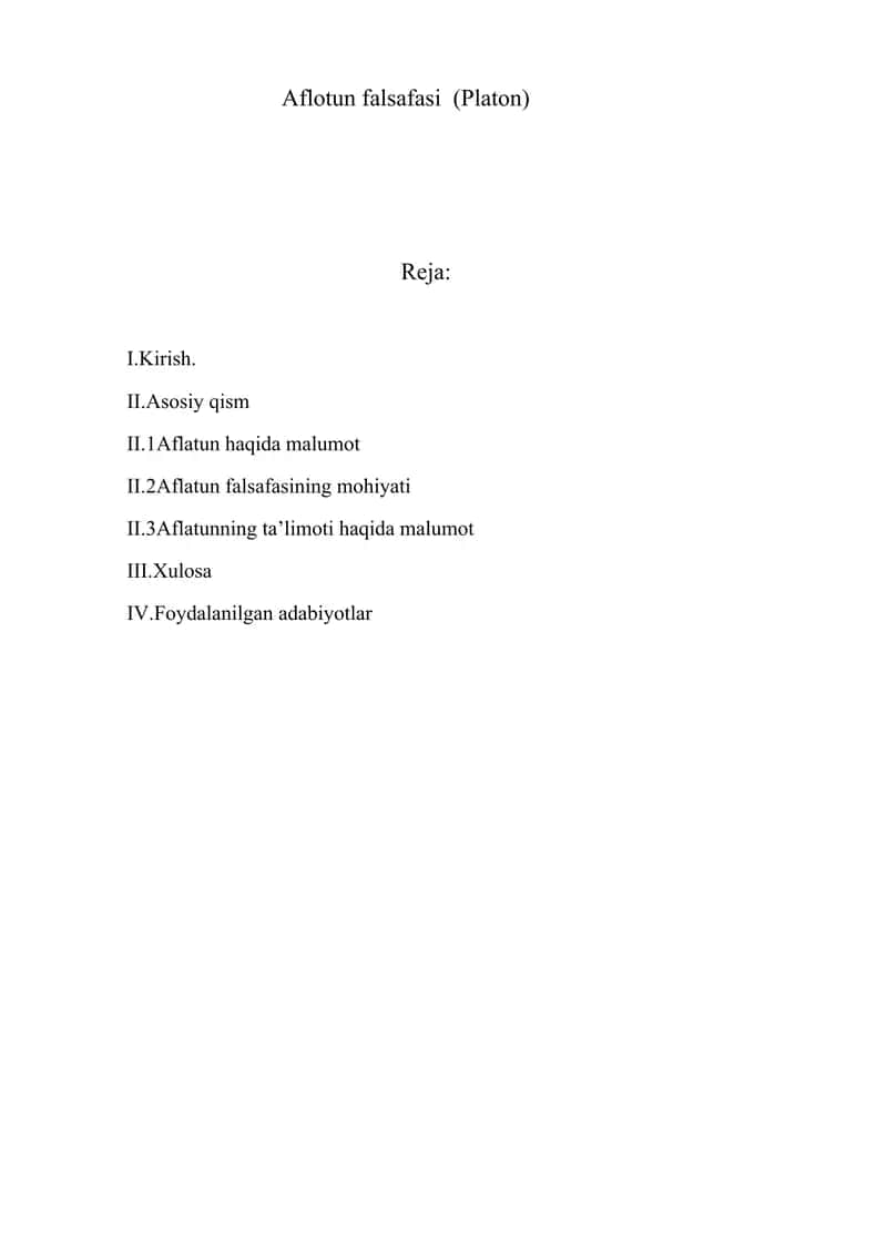 Aflotun falsafasi  (Platon)