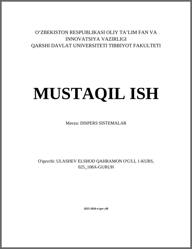 DISPERS SISTEMALAR