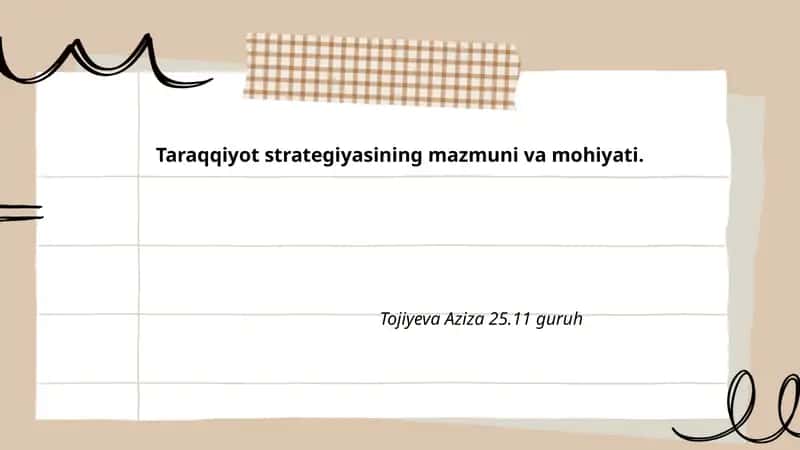 Taraqqiyot strategiyasining mazmuni va mohiyati