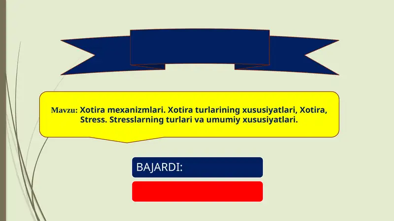 Xotira mexanizmlari. Xotira turlarining xususiyatlari, Xotira, Stress. Stresslarning turlari va umumiy xususiyatlari