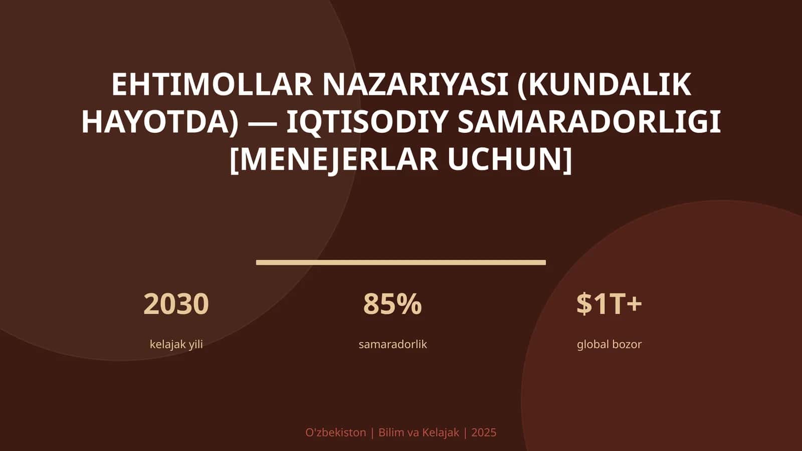 Ehtimollar nazariyasi (kundalik hayotda) — iqtisodiy samaradorligi [menejerlar uchun]