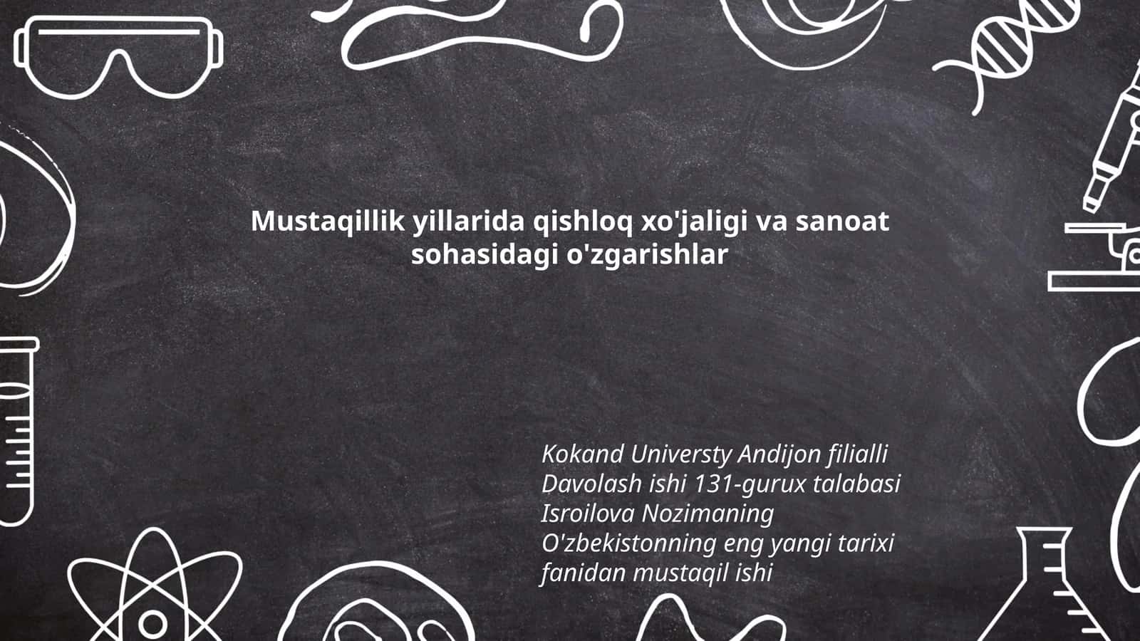 O'zbekistonning eng yangi tarixi fanidan mustaqil ishi