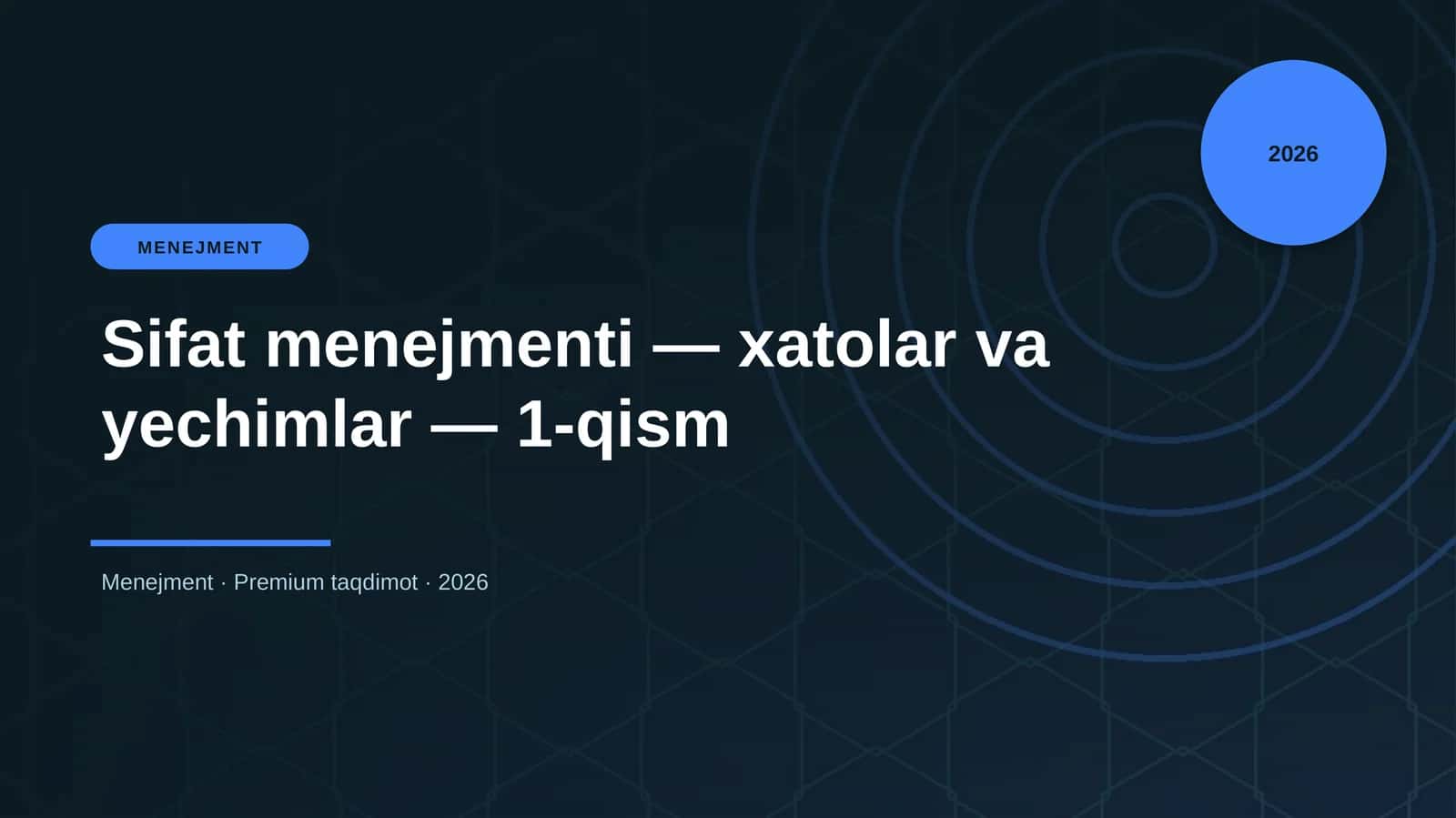 Sifat menejmenti — xatolar va yechimlar — 1-qism