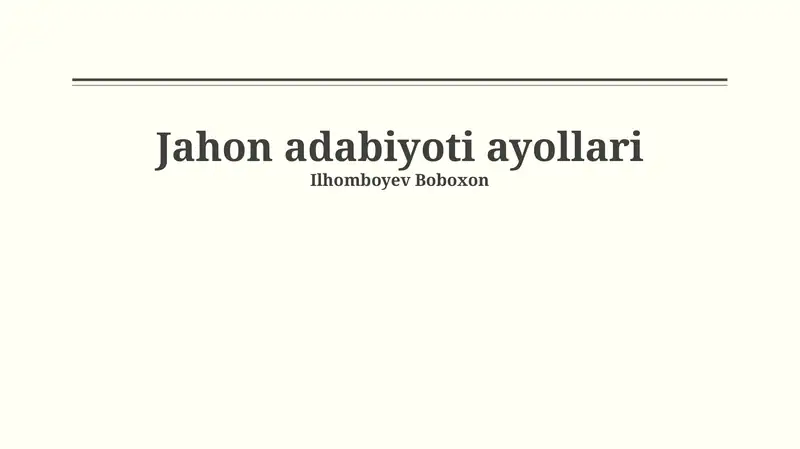 Jahon adabiyoti ayollari