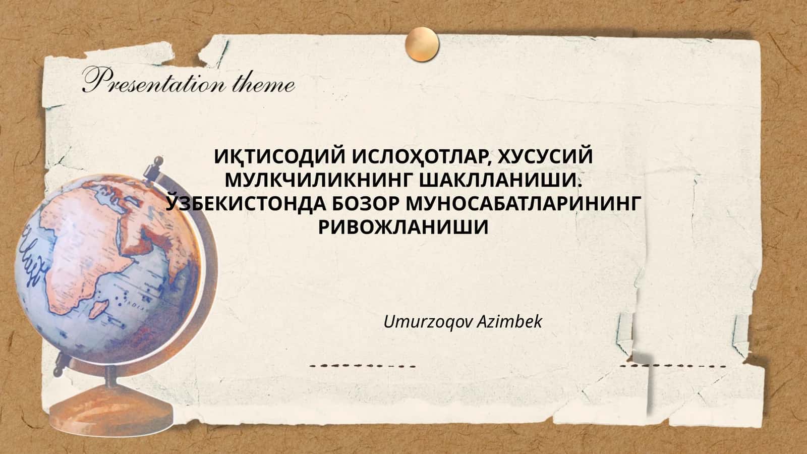 ИҚТИСОДИЙ ИСЛОҲОТЛАР, ХУСУСИЙ МУЛКЧИЛИКНИНГ ШАКЛЛАНИШИ. ЎЗБЕКИСТОНДА БОЗОР МУНОСАБАТЛАРИНИНГ РИВОЖЛАНИШИ