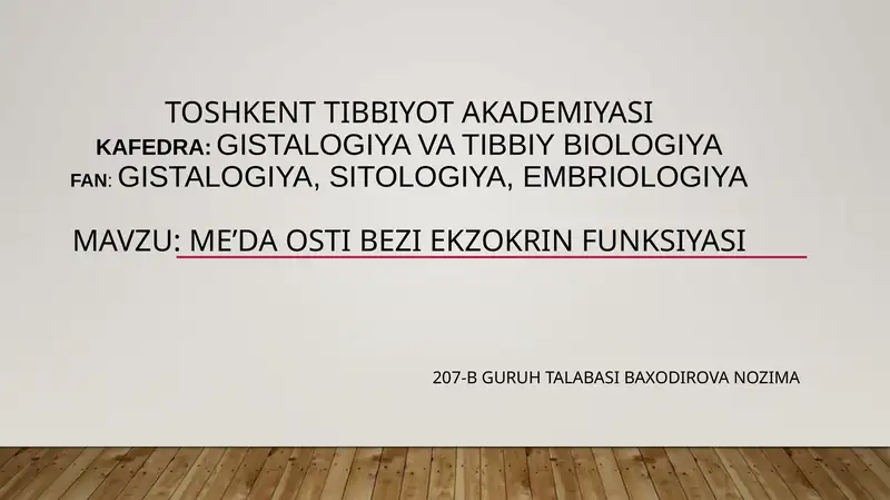 Me’da osti bezi ekzokrin funksiyasi