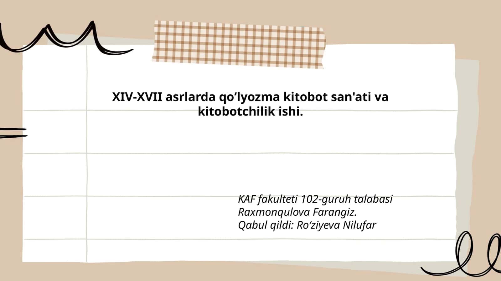 XIV-XVII asrlarda qoʻlyozma kitobot san'ati va kitobotchilik ishi