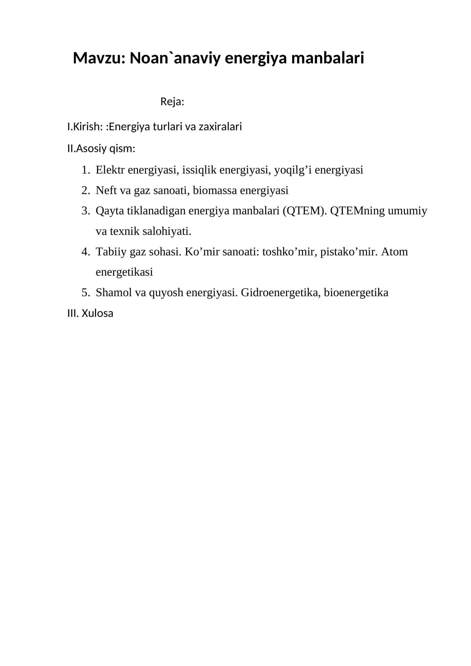 Ana’naviy energiya manbalari