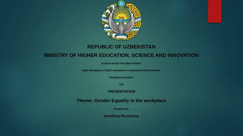 Gender Equality in the Workplace Presentation