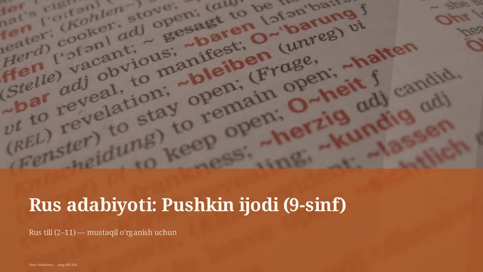 Rus adabiyoti: Pushkin ijodi (9-sinf)