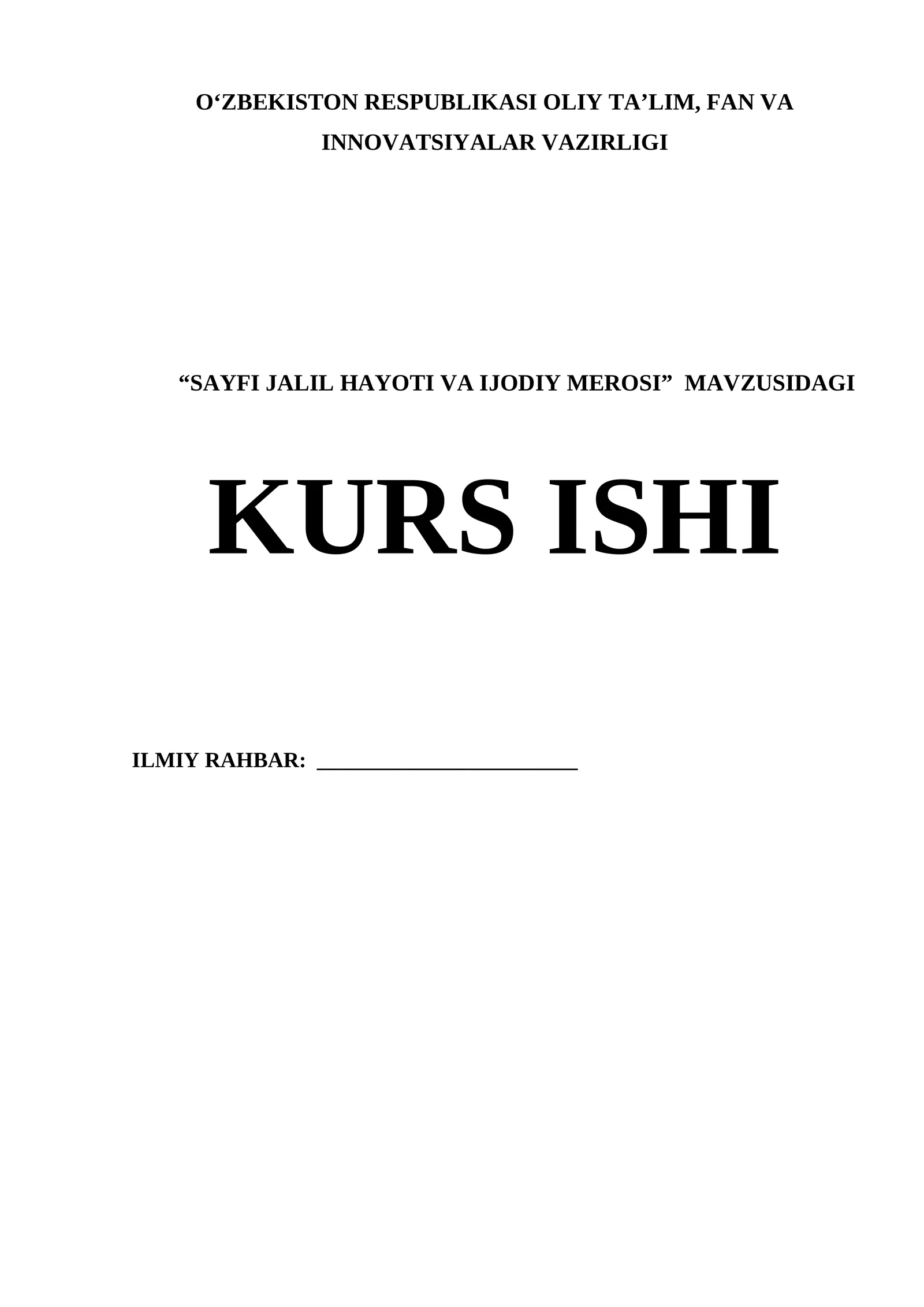 SAYFI JALIL HAYOTI VA IJODIY MEROSI