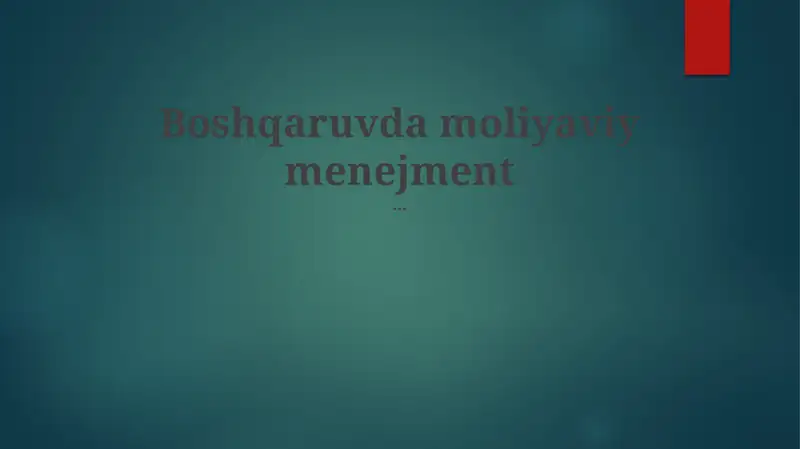 Moliyaviy boshqaruv