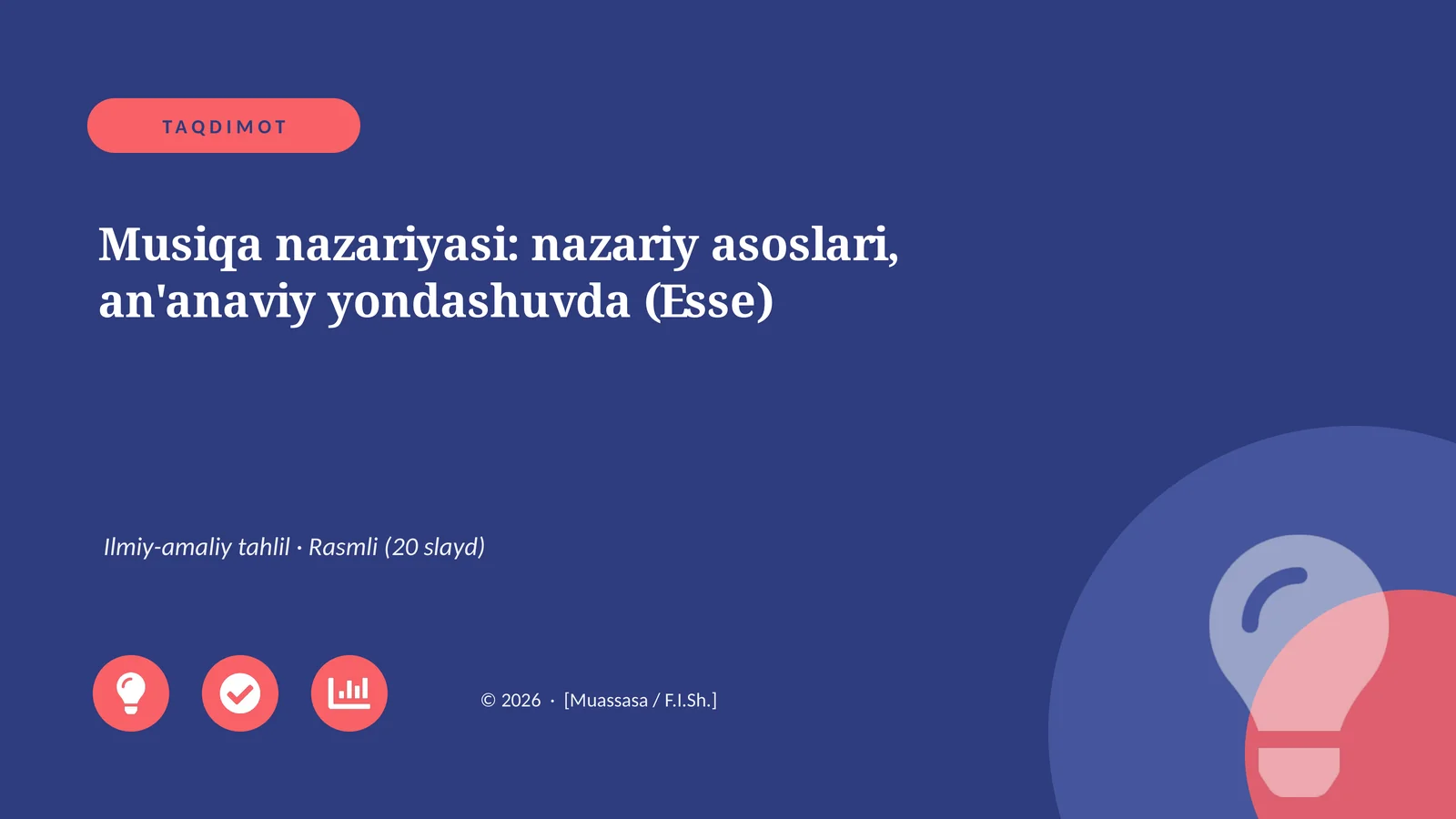 Musiqa nazariyasi: nazariy asoslari, an'anaviy yondashuvda (Esse)