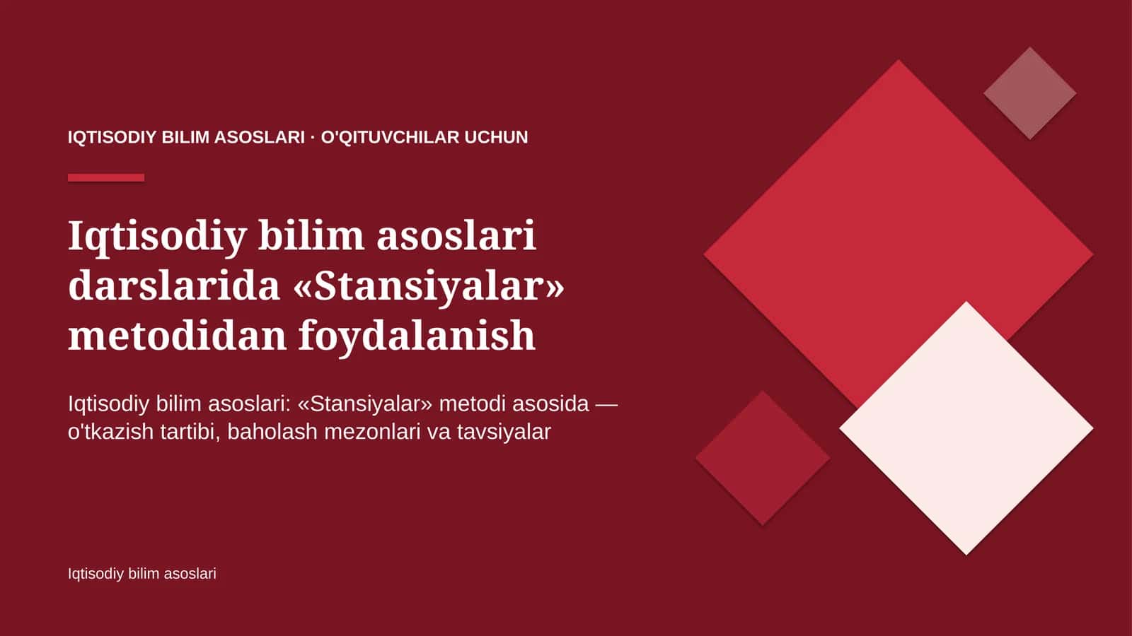 iqtisodiy bilim asoslari darslarida stansiyalar metodidan foydalanish 4846