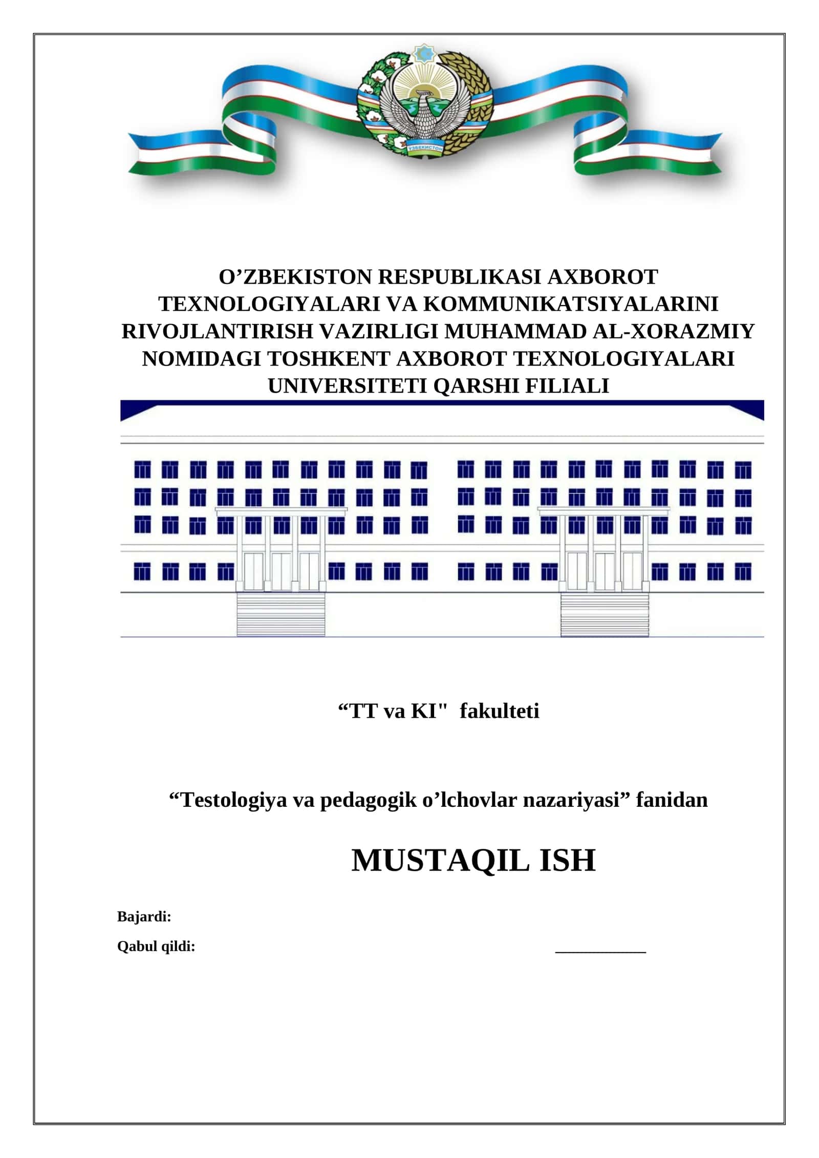 Testologiya va pedagogik o’lchovlar nazariyasi