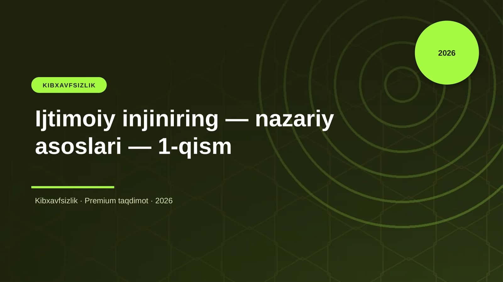 Ijtimoiy injiniring — nazariy asoslari — 1-qism