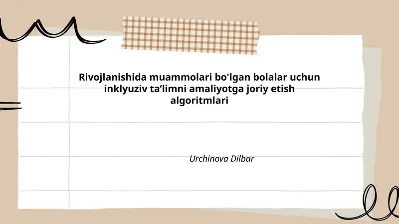 Inklyuziv ta’limni amaliyotga joriy etish algoritmlari