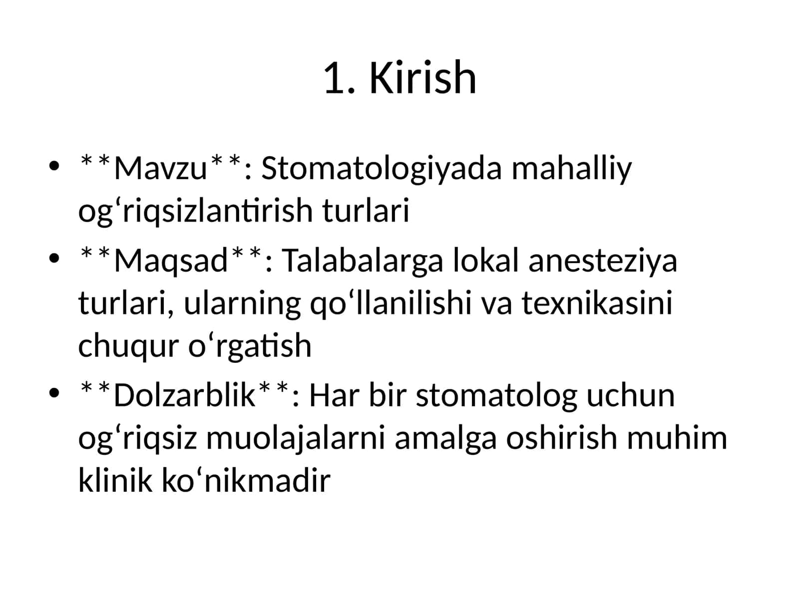 Stomatologiyada mahalliy og‘riqsizlantirish turlari