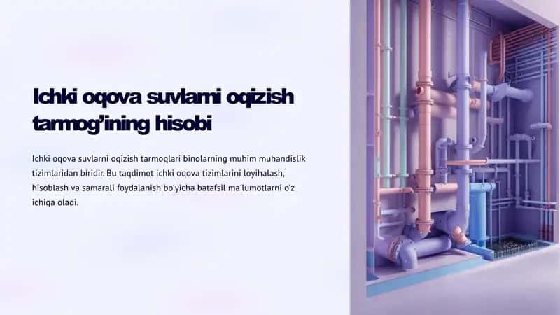Ichki oqova suvlarni oqizish tarmog'ining hisobi