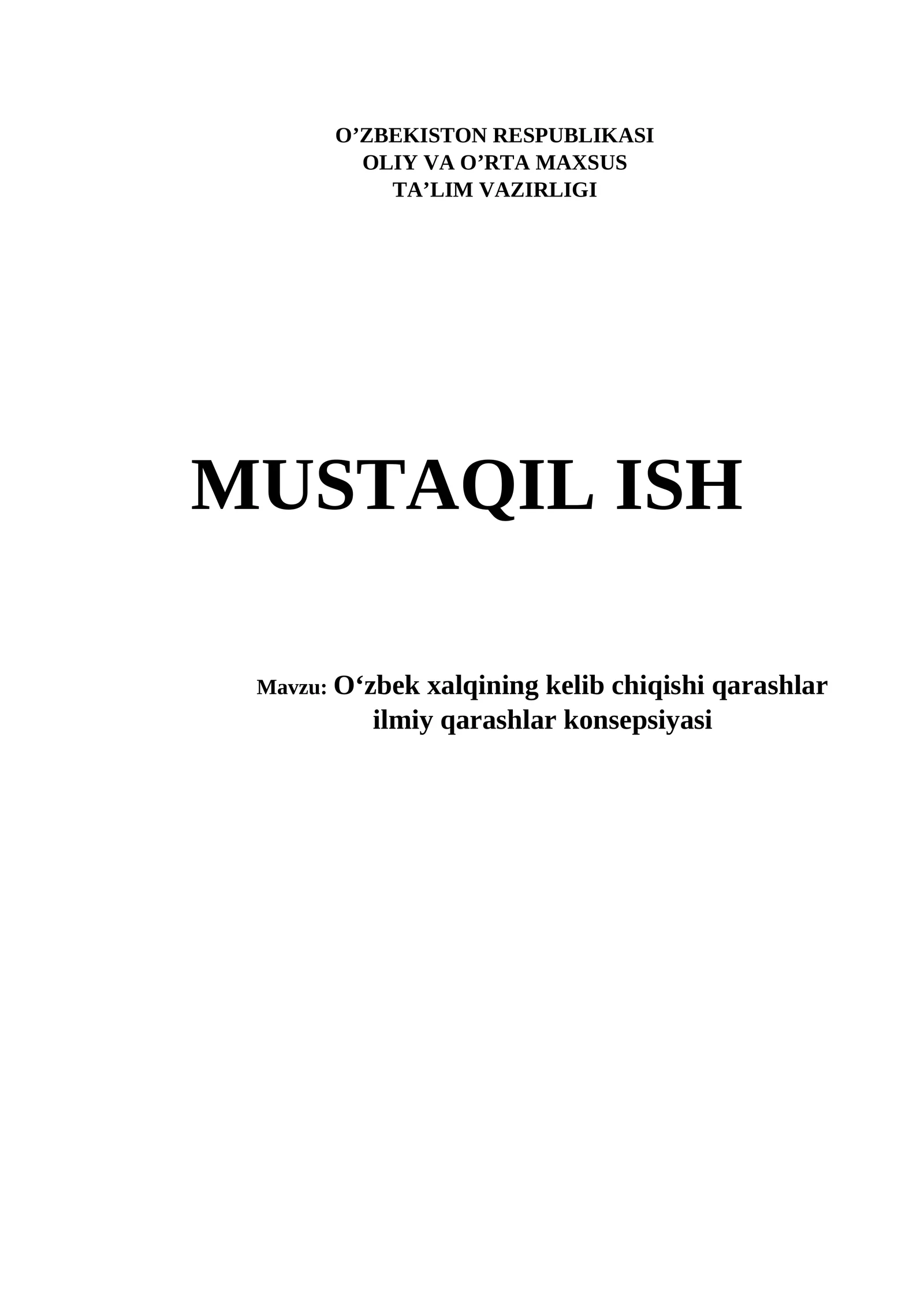Oʻzbek xalqining kelib chiqishi qarashlar ilmiy qarashlar konsepsiyasi