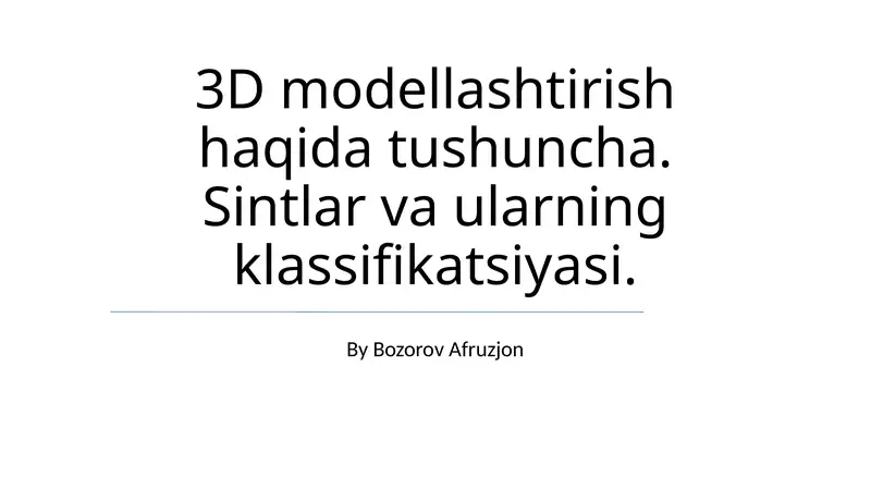 3D modellashtirish