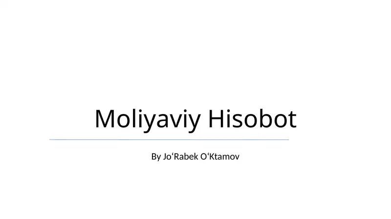 Moliyaviy Hisobot