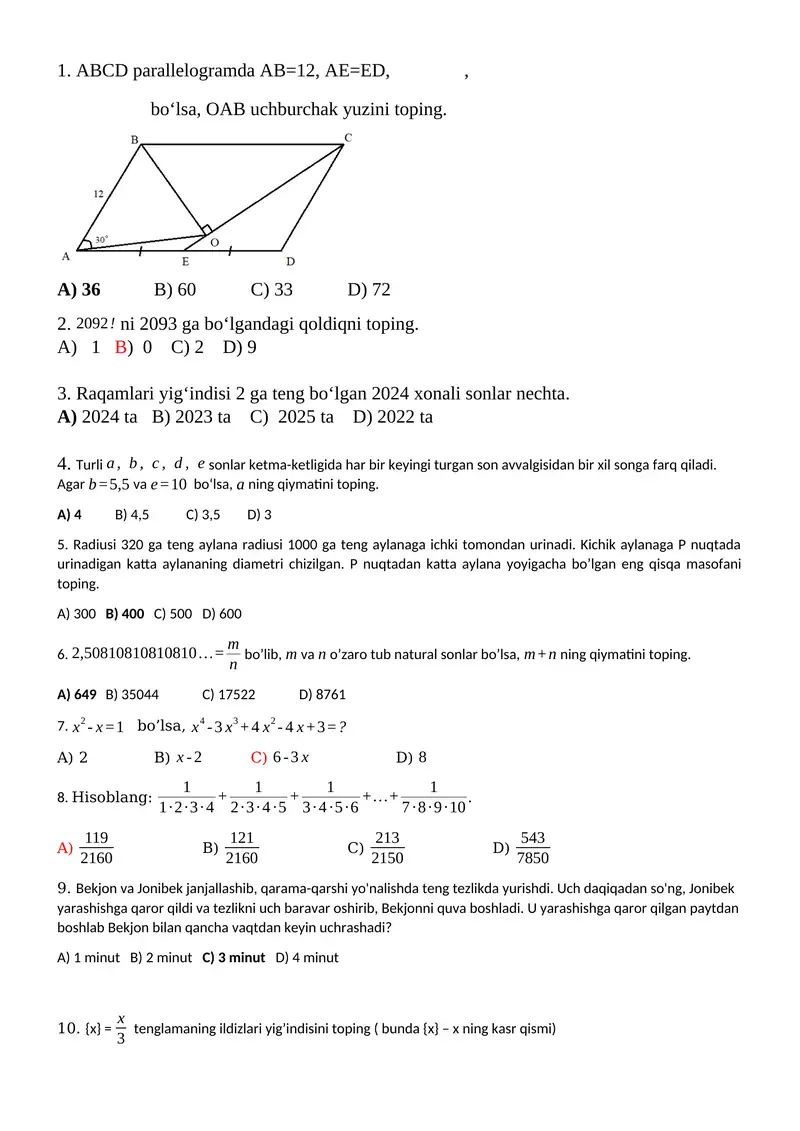 ABCD parallelogram